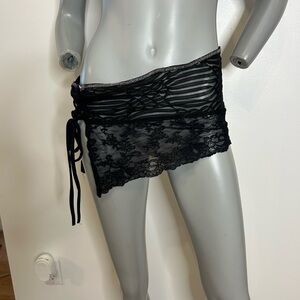Cute Asymmetrical Black Lace Mini Skirt ❤️S/M